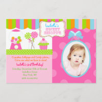 Sweet Shoppe Candy Photo Birthday Party Invitation