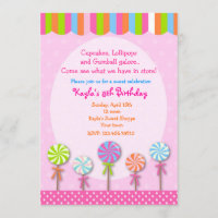 Sweet Shoppe  Candyland Birthday Invitations