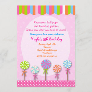 Sweet Shoppe Candyland Birthday Invitations