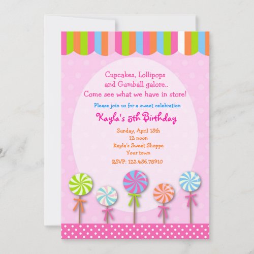 Sweet Shoppe  Candyland Birthday Invitations