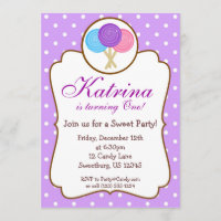 Sweet Shoppe Lollipop Birthday Party Invitation