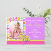 Sweet Shoppe Photo Birthday Party Invitation (Standing Front)