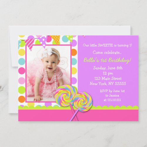 Sweet Shoppe Photo Birthday Party Invitation