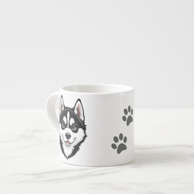 Sweet Siberian Husky Puppy Espresso Cup (Front Left)