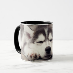 Sweet Siberian Husky Puppy Sleeping Mug