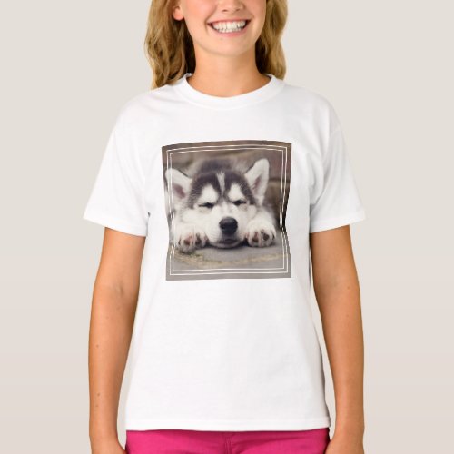 Sweet Siberian Husky Puppy Sleeping T_Shirt