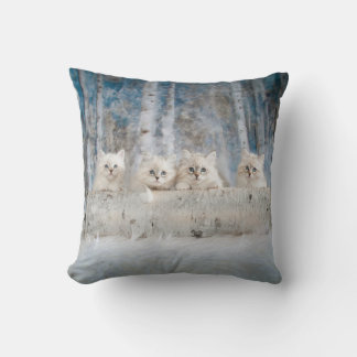 Sweet Siberian Kittens Throw Pillow