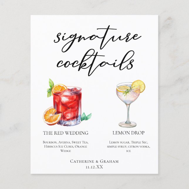 Sweet Signature Cocktails Wedding Menu (Front)