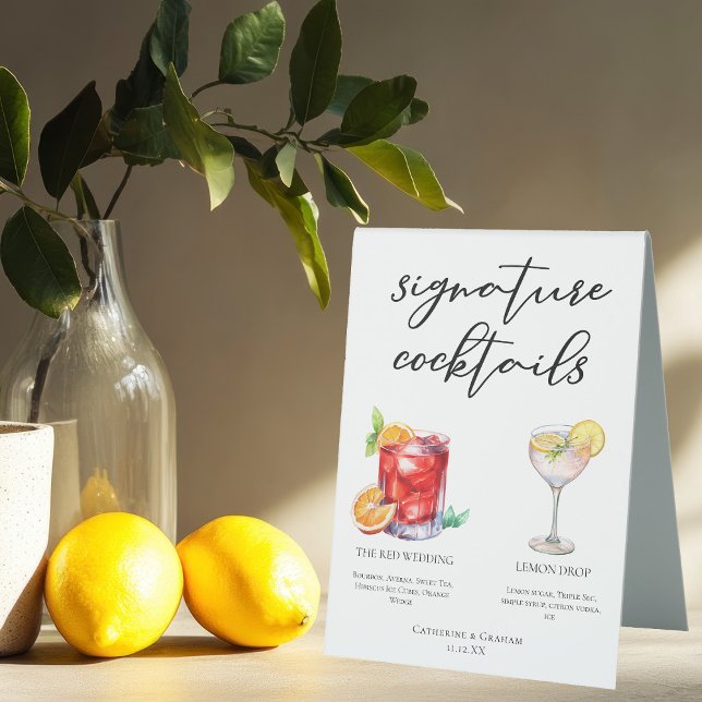 Sweet Signature Cocktails Wedding Menu Table Tent (Creator Uploaded)