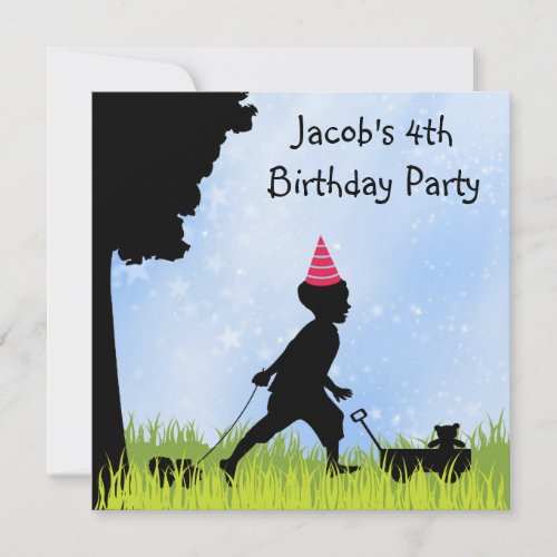 Sweet Silhouette Boys 4th Birthday Party Custom Invitations