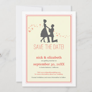 Sweet Silhouette Proposal Save the Date (coral)