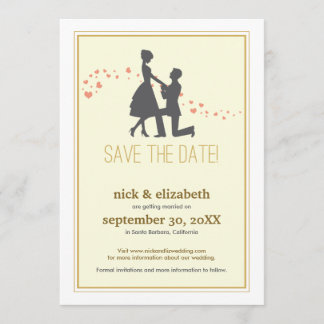 Sweet Silhouette Proposal Save the Date (gold) Invitation