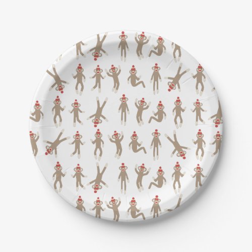 Sweet  Silly Sock Monkey Paper Plates