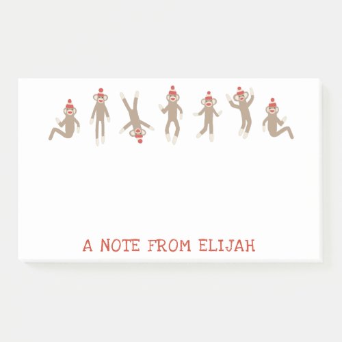 Sweet  Silly Sock Monkey Personalized Post_it Notes