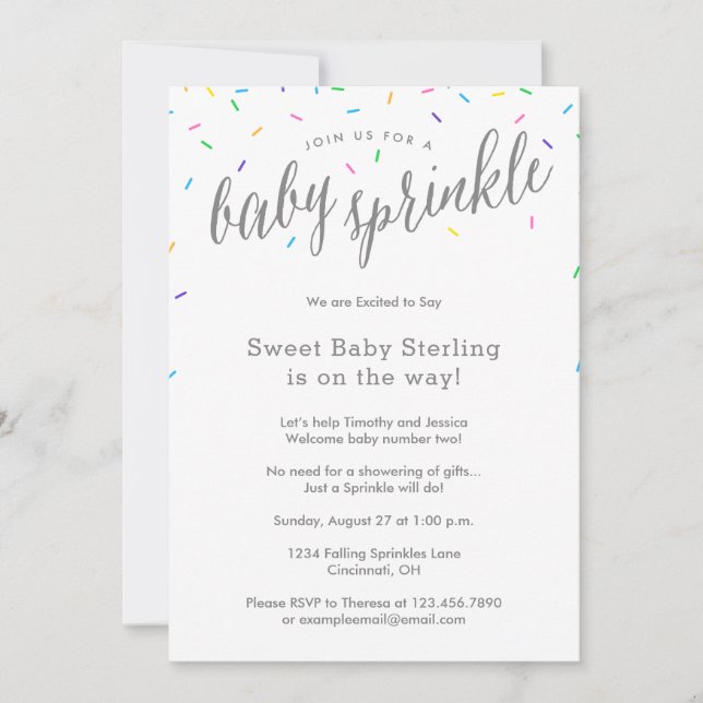 Sweet & Simple Baby Sprinkle Shower Invitations (Front)