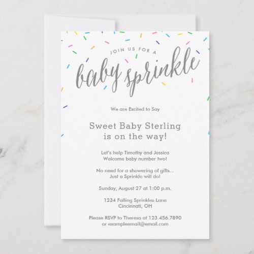 Sweet  Simple Baby Sprinkle Shower Invitations