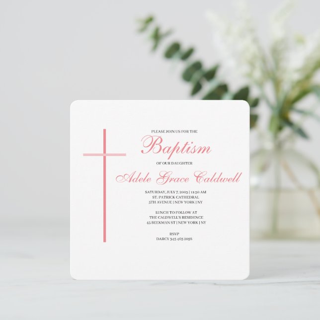 Sweet & Simple baptism invitation (Standing Front)