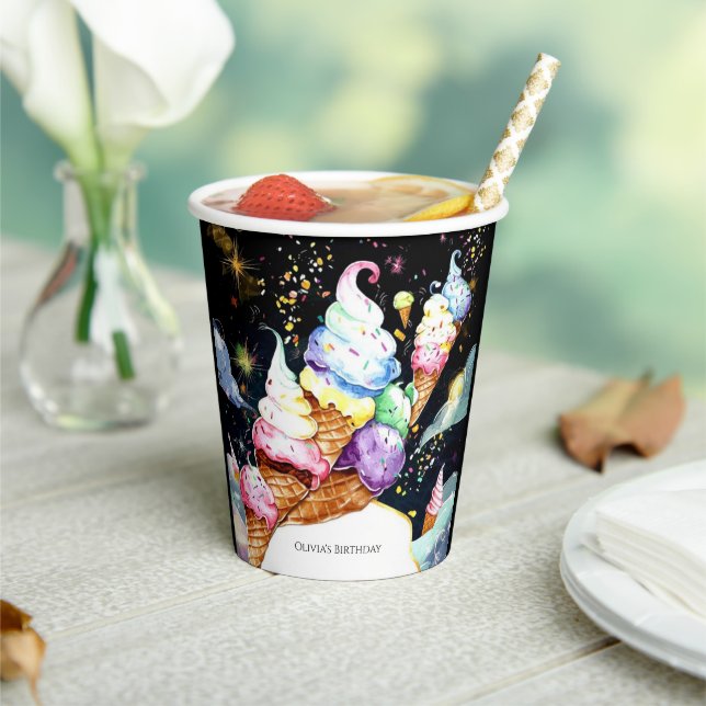 Sweet Simple Creamy Ice Cream Birthday Paper Cups (Insitu)