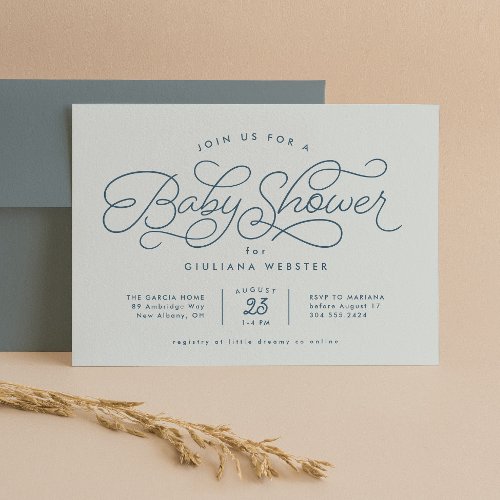 Sweet simple cute blue baby shower invitation