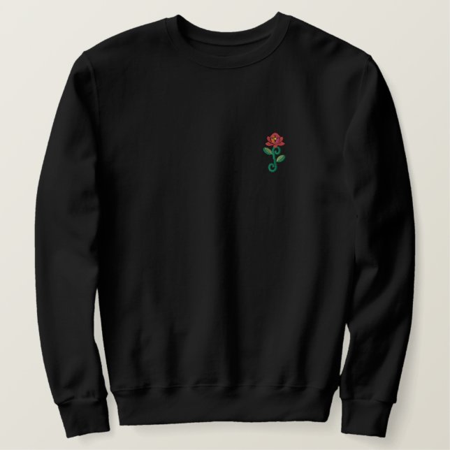 Sweet Simple Embroidery Rose Embroidered Sweatshirt (Design Front)