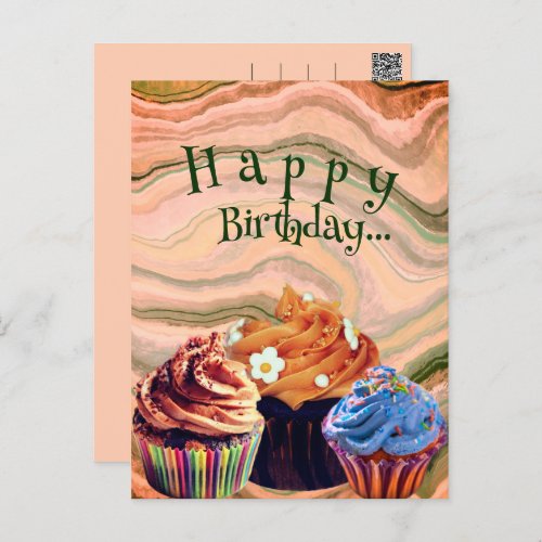 Sweet Simple Happy Birthday Cupcakes Postcard