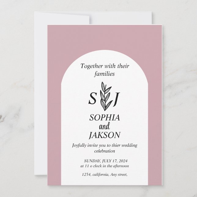 Sweet Simple Minimalist wedding Invitation (Front)