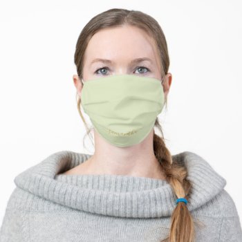 Sweet Simple Mint Green Solid Color Personalized Adult Cloth Face Mask by melanileestyle at Zazzle