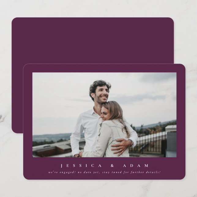 Sweet + Simple Modern We’re Engaged! Single Photo  (Front/Back)