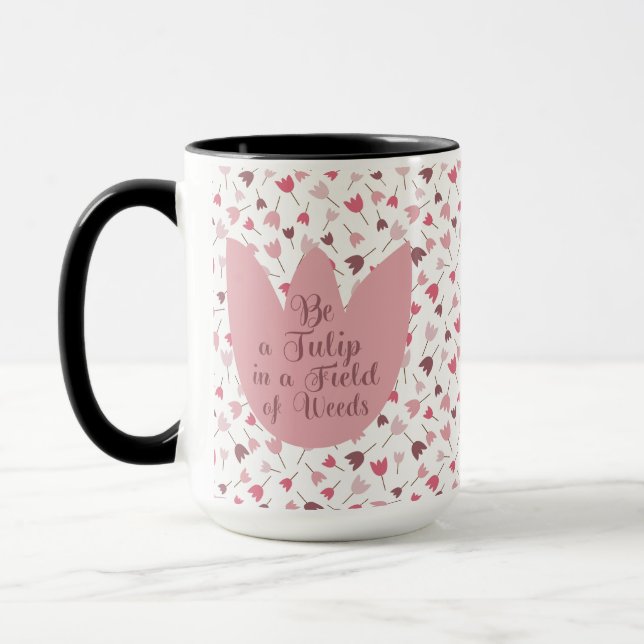 Sweet Simple Pink Tulip Pattern, all direction Mug (Left)