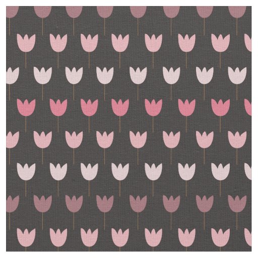 Sweet Simple Pink Tulip Pattern - dark background Fabric