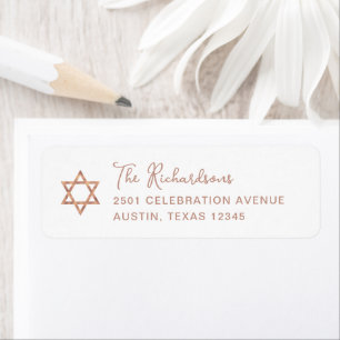 Sweet Simple Rose Gold Star of David Bat Mitzvah Label