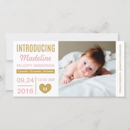 Sweet Simplicity Birth Announcement Photo Card