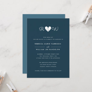 Sweet Simplicity Dark Blue Wedding Invitation