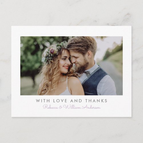 Sweet Simplicity Wedding Photo Thank You Postcard