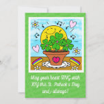 Sweet Singing Shamrock’s St Patrick’s Day Coloring Holiday Card