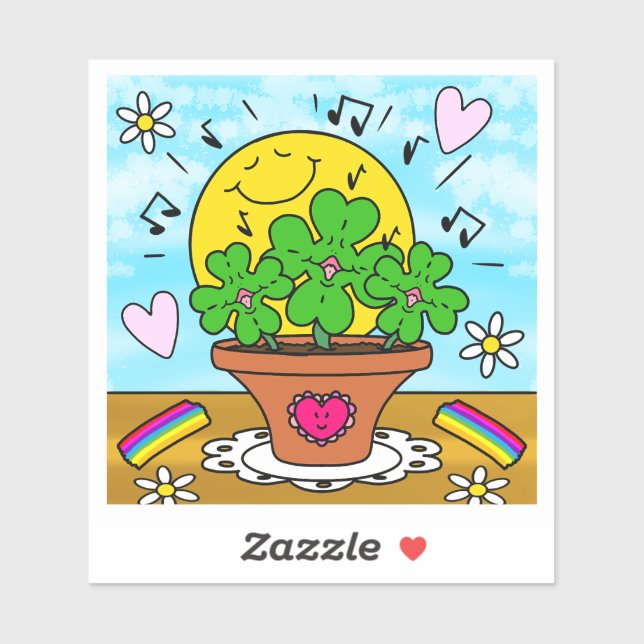 Sweet Singing Shamrocks St. Patricks Day Sticker (Sheet)