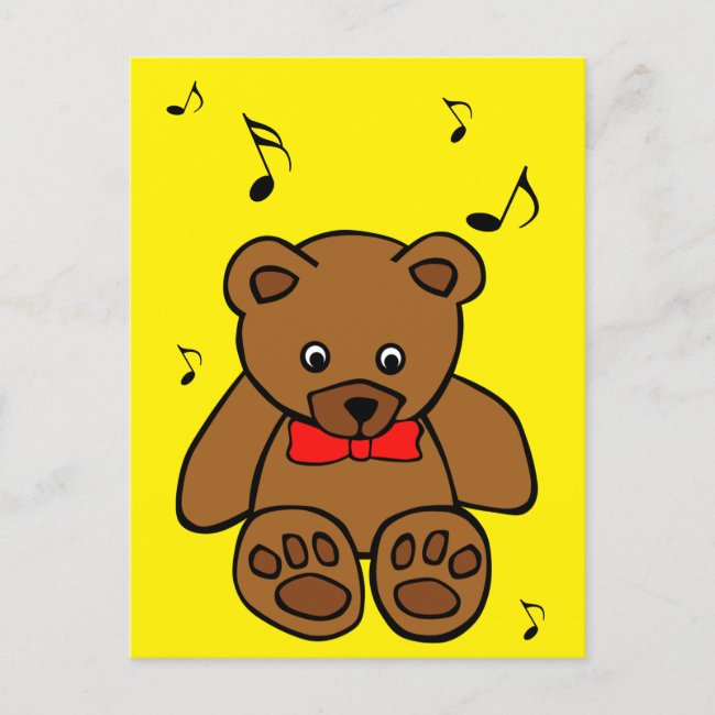 Sweet Singing Teddy Bear Postcard