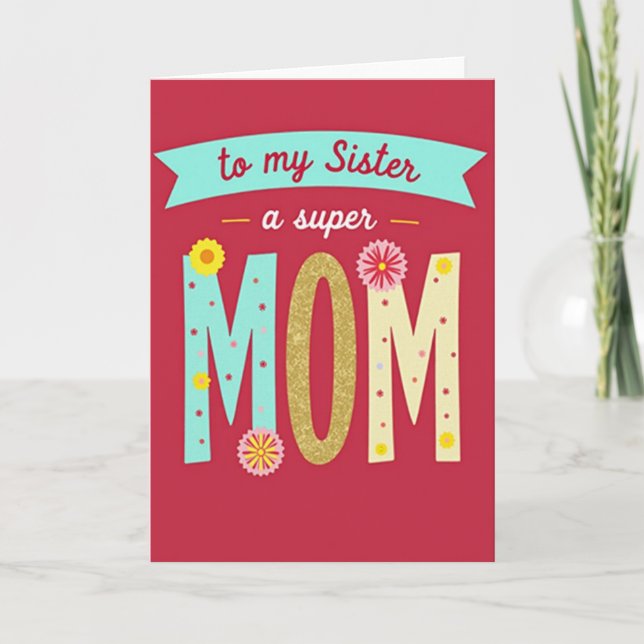 Sweet Sister Day Glitter Mom Card (Front)