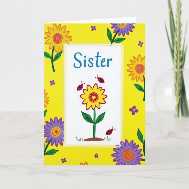 Sweet Sister Floral Art Card (Front)