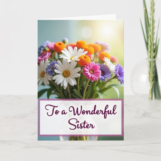 Sweet Sister Mothers Day Blooms Card (Front)