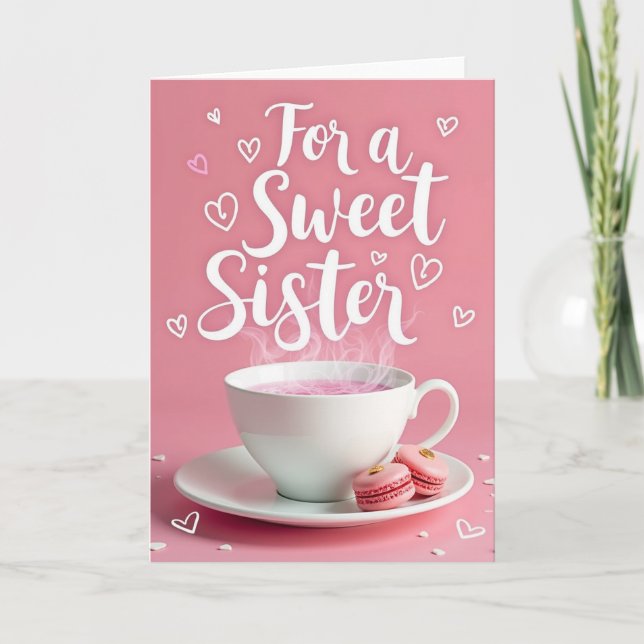 Sweet Sister Pink Hearts Card (Front)