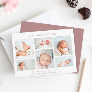 Sweet Six Photo Collage Birth Announcement