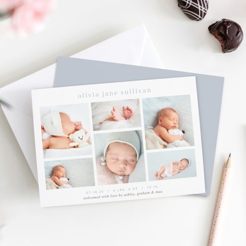 Sweet Six  Photo Collage Birth Announcement