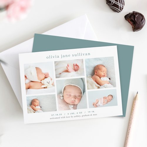 Sweet Six  Photo Collage Birth Announcement