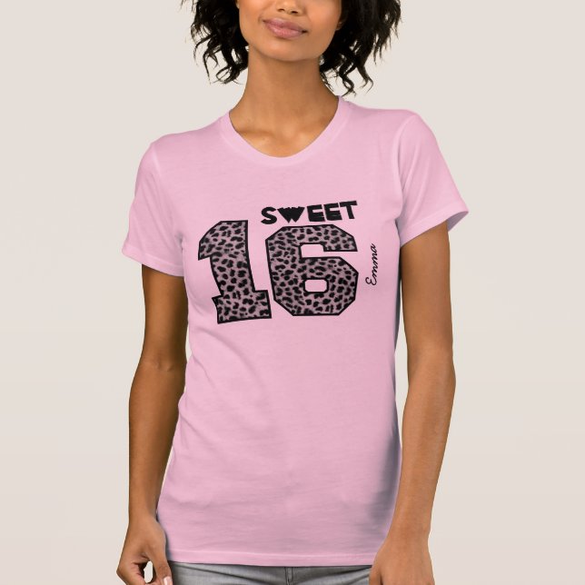 Sweet Sixteeen 16 Birthday Zebra Custom Name V114D T-Shirt (Front)