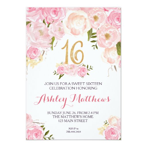 Sweet Sixteen Invitation Cards 1