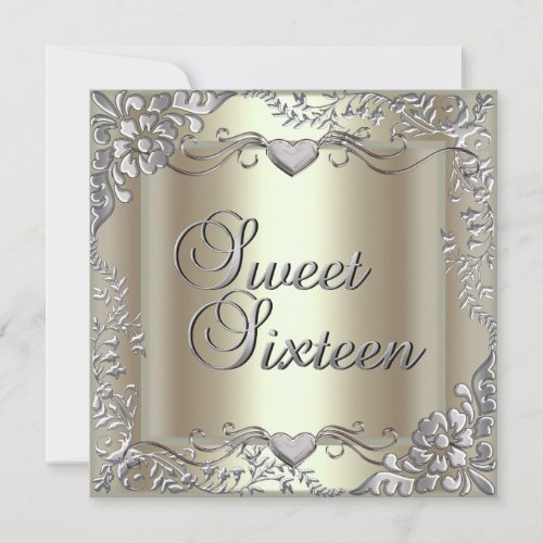 Sweet Sixteen 16 Birthday Party Gold Mint Silver Custom Announcement