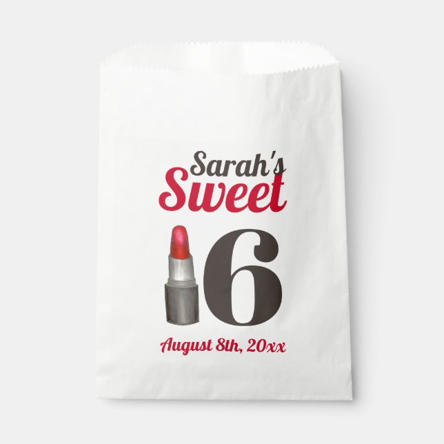 Sweet Sixteen 16 Birthday Party Red Lipstick Favor Bag (Front)