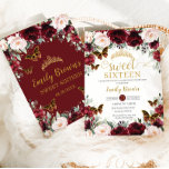 Sweet Sixteen 16 Burgundy Blush Floral Butterflies Invitation<br><div class="desc">Personalize this lovely sweet sixteen birthday invitation with own wording easily and quickly,  simply press the customize it button to further re-arrange and format the style and placement of the text.  Matching items available in store! (c) The Happy Cat Studio</div>