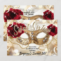 Sweet Sixteen 16 Cream Gold Masquerade Ball Party